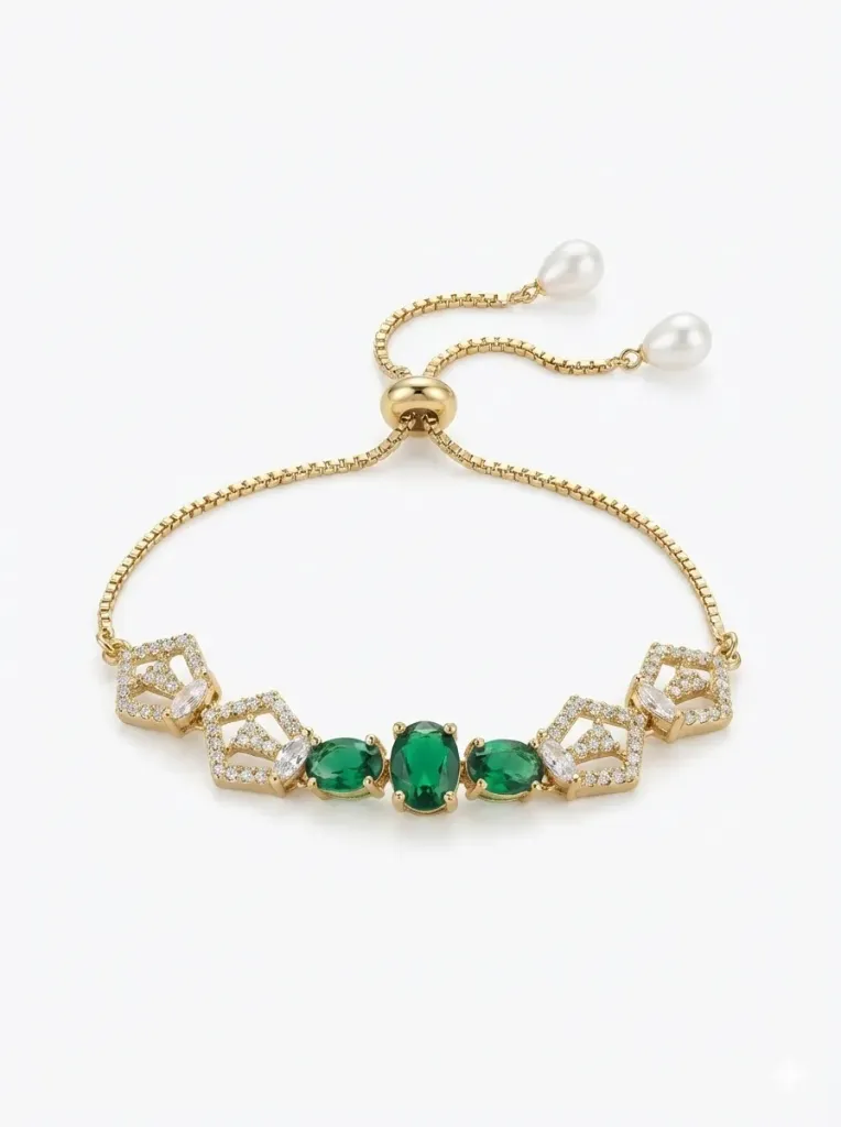 Emerald Green Bracelet (18k Gold Plated)